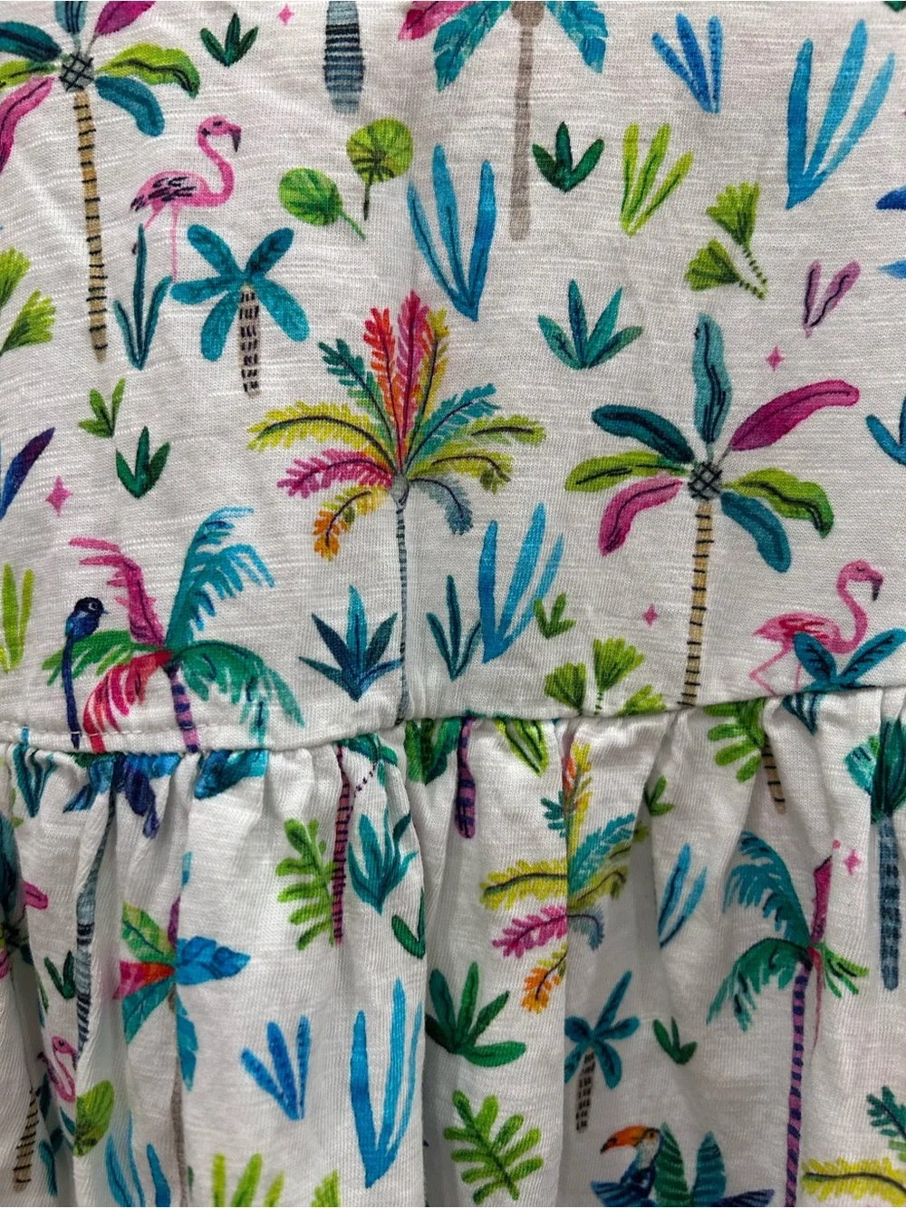 Hatley White Short Sleeve Tropical Print Dress
